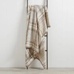 Super Soft Plaid Check Natural Throw -Bedding Store 30410642