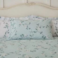 Edith Duck Egg Floral Reversible Duvet Cover And Pillowcase Set -Bedding Store 30646308 alt01
