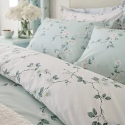 Edith Duck Egg Floral Reversible Duvet Cover And Pillowcase Set -Bedding Store 30646308 alt06