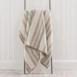 Super Soft Ombre Stripe Natural Throw