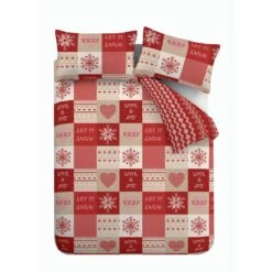 Catherine Lansfield Let It Snow Cotton Rich Red Duvet Cover And Pillowcase Set -Bedding Store 30673066 alt07