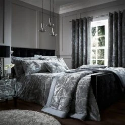 Catherine Lansfield Crushed Velvet Duvet Cover And Pillowcase Set -Bedding Store 30705287