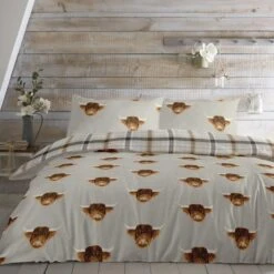 Fusion Highland Cow Reversible Duvet Cover & Pillowcase Set -Bedding Store 30711669