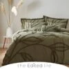 Tufted Leaf Olive 100% Organic Cotton Duvet Cover And Pillowcase Set -Bedding Store 30726059