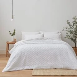 Edison Embossed Textured White Bedspread -Bedding Store 30788496