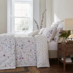 Dorma Wildflower Mauve Cotton Duvet Cover And Pillowcase Set -Bedding Store 30799102 alt05
