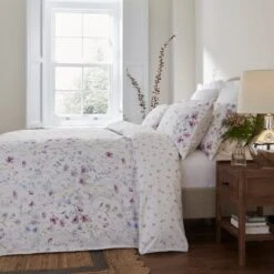 Dorma Wildflower Mauve Cotton Duvet Cover And Pillowcase Set -Bedding Store 30799103 alt02