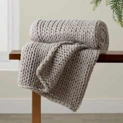 Chunky Knit Recycled Throw 130cm X 170cm -Bedding Store 30826706 alt04