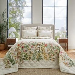 Dorma Rambling Rose Cream Cotton Bedspread -Bedding Store 30827773