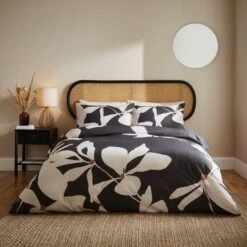 Leila Floral Black Duvet Cover And Pillowcase Set -Bedding Store 30828718