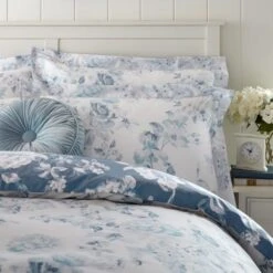 Holly Willoughby Bryony Blue Reversible Duvet Cover And Pillowcase Set -Bedding Store 30848068 alt03