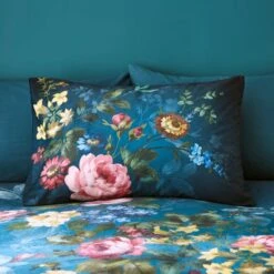Arabella Blue Floral Luxury Velvet Duvet Cover & Pillowcase Set -Bedding Store 30854981 alt02