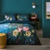 Arabella Blue Floral Luxury Velvet Duvet Cover & Pillowcase Set -Bedding Store 30854984