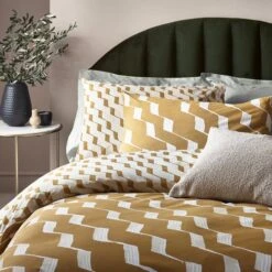 HÖEM Zabine Cotton Rich Duvet Cover & Pillowcase Set, Mustard -Bedding Store 30856103 alt01