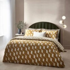 HÖEM Zabine Cotton Rich Duvet Cover & Pillowcase Set, Mustard -Bedding Store 30856105 alt07