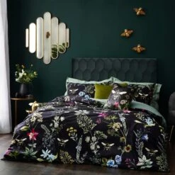 Wylder Midnight Bee Velvet Duvet Cover & Pillowcase Set, Black -Bedding Store 30856110 alt07