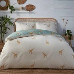 Fusion Milo Giraffe Duck Egg Blue Duvet Cover And Pillowcase Set -Bedding Store 30858331 alt02