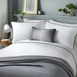 Serene Pom Pom Duvet Cover And Pillowcase Set Grey -Bedding Store 30859039