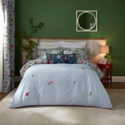 Dorma Modern Romance Vintage Blue 100% Cotton Duvet Cover & Pillowcase Set -Bedding Store 30862303