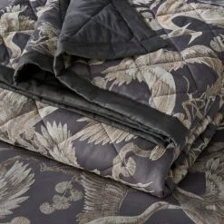 Dorma Gilded Crane Charcoal Bedspread 7 Dorma Gilded Crane Charcoal Bedspread -Bedding Store 30862917 alt01
