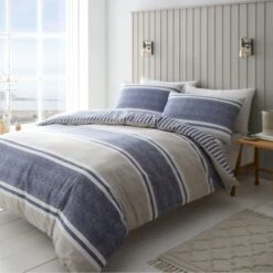 Catherine Lansfield Textured Banded Stripe Reversible Duvet Cover & Pillowcase Set 38 Catherine Lansfield Textured Banded Stripe Reversible Duvet Cover & Pillowcase Set -Bedding Store 30867197