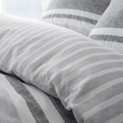 Catherine Lansfield Textured Banded Stripe Reversible Duvet Cover & Pillowcase Set 33 Catherine Lansfield Textured Banded Stripe Reversible Duvet Cover & Pillowcase Set -Bedding Store 30867199 alt06
