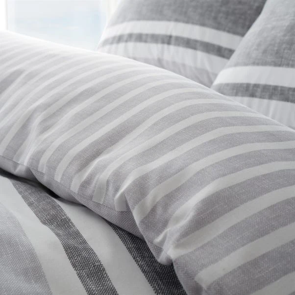 Catherine Lansfield Textured Banded Stripe Reversible Duvet Cover & Pillowcase Set 10 Catherine Lansfield Textured Banded Stripe Reversible Duvet Cover & Pillowcase Set - Image 8