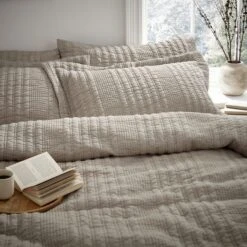 Pineapple Elephant Tamba Jersey Stripe Reversible Natural Duvet Cover & Pillowcase Set -Bedding Store 30867298 alt01