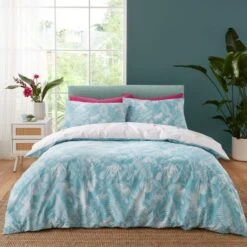 Catherine Lansfield Aruba Tropical Floral Green Duvet Cover And Pillowcase Set -Bedding Store 30892657 alt01