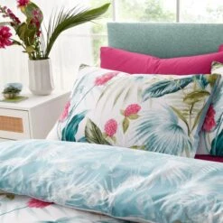 Catherine Lansfield Aruba Tropical Floral Green Duvet Cover And Pillowcase Set -Bedding Store 30892659 alt02