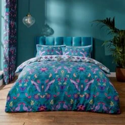 Catherine Lansfield Mya Tropical Floral Duck Egg Blue Duvet Cover And Pillowcase Set -Bedding Store 30892691 alt01