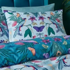 Catherine Lansfield Mya Tropical Floral Duck Egg Blue Duvet Cover And Pillowcase Set -Bedding Store 30892691 alt02