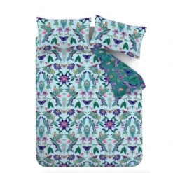 Catherine Lansfield Mya Tropical Floral Duck Egg Blue Duvet Cover And Pillowcase Set -Bedding Store 30892691 alt04