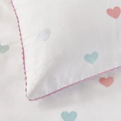 Embroidered Hearts Single Duvet Cover And Pillowcase Set -Bedding Store 30898199 alt04