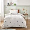 Embroidered Stars Single Duvet Cover And Pillowcase Set