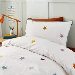 Embroidered Stars Single Duvet Cover And Pillowcase Set -Bedding Store 30898238 alt03