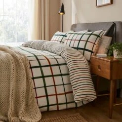 Woodland Check Fleece Duvet Cover And Pillowcase Set 17 Woodland Check Fleece Duvet Cover And Pillowcase Set -Bedding Store 30905187 alt07