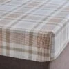 Grey Natural Check Brushed Cotton Fitted Sheet -Bedding Store 30907946