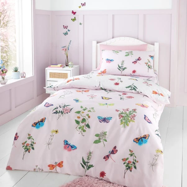 RHS Butterfly Garden Pink Reversible Duvet Cover And Pillowcase Set 9 RHS Butterfly Garden Pink Reversible Duvet Cover And Pillowcase Set - Image 7
