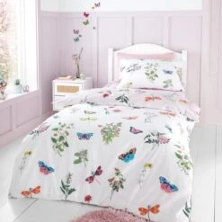 RHS Butterfly Garden Pink Reversible Duvet Cover And Pillowcase Set 21 RHS Butterfly Garden Pink Reversible Duvet Cover And Pillowcase Set -Bedding Store 30913688 alt01