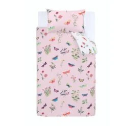 RHS Butterfly Garden Pink Reversible Duvet Cover And Pillowcase Set 24 RHS Butterfly Garden Pink Reversible Duvet Cover And Pillowcase Set -Bedding Store 30913688 alt04