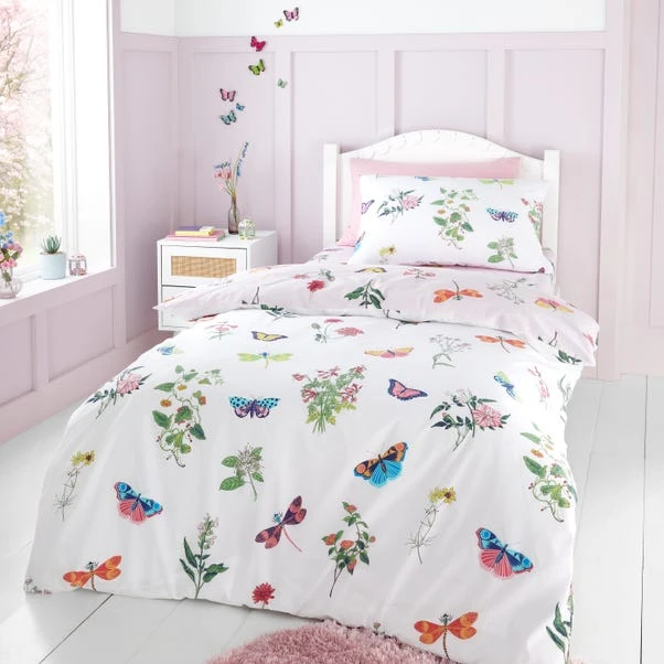 RHS Butterfly Garden Pink Reversible Duvet Cover And Pillowcase Set 4 RHS Butterfly Garden Pink Reversible Duvet Cover And Pillowcase Set - Image 2