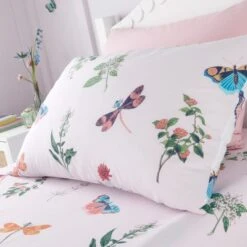 RHS Butterfly Garden Pink Reversible Duvet Cover And Pillowcase Set 16 RHS Butterfly Garden Pink Reversible Duvet Cover And Pillowcase Set -Bedding Store 30913743 alt02