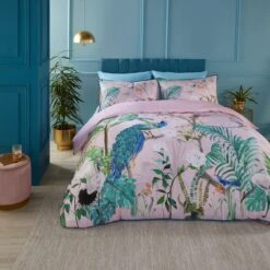 Soiree Peacock Jungle 200 Thread Count Cotton Duvet Cover And Pillowcase Set -Bedding Store 30916018