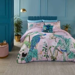 Soiree Peacock Jungle 200 Thread Count Cotton Duvet Cover And Pillowcase Set -Bedding Store 30916054 alt07