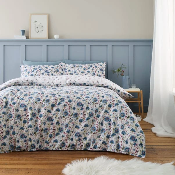 Bianca Ophelia Floral Brushed Cotton Duvet Cover And Pillowcase Set 8 Bianca Ophelia Floral Brushed Cotton Duvet Cover And Pillowcase Set - Image 6