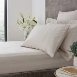 Hotel Cotton 230 Thread Count Stripe Fitted Sheet -Bedding Store 30927084