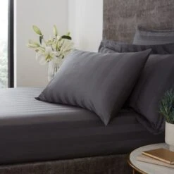 Hotel Cotton 230 Thread Count Stripe Fitted Sheet -Bedding Store 30927085