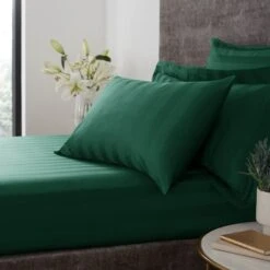 Hotel Cotton 230 Thread Count Stripe Fitted Sheet -Bedding Store 30927088