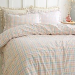 Mila Gingham 100% Cotton Duvet Cover And Pillowcase Set -Bedding Store 30927943 alt03